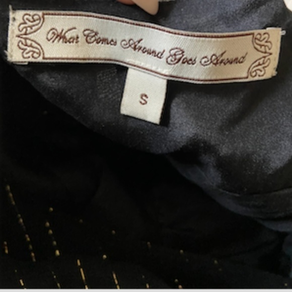 Long Black Flowy Dress With Gold Sparkle - Picture 5 of 8